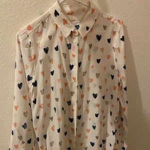 100% Silk Heart Shirt blouse Women Size M